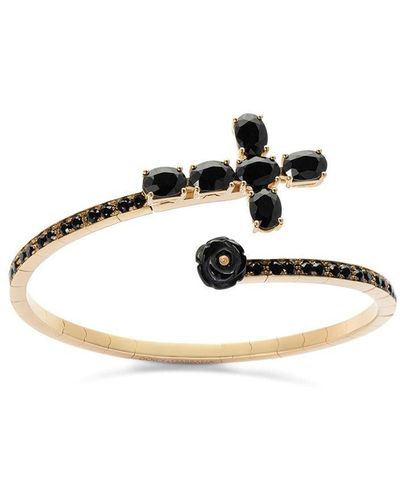 Dolce & Gabbana Family Ear Cuff aus 18kt Gold mit schwarzem Saphirkreuz und Jade-Rose - Mettallic