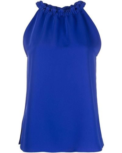 P.A.R.O.S.H. Ruched Sleeveless Blouse - Blue