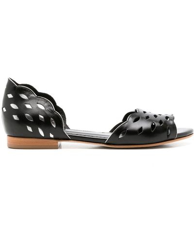 Sarah Chofakian Vivienne Perforated-detail Sandals - Black