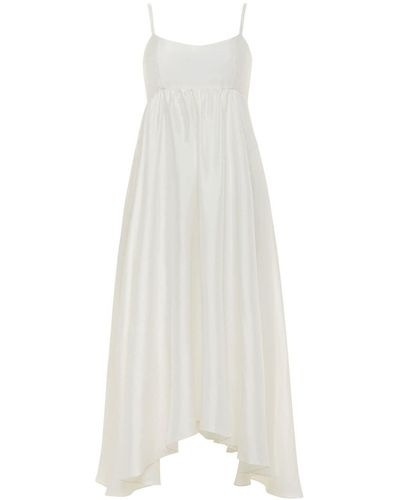 Azeeza Rachel Asymmetric Silk Midi Dress - White