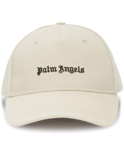 Palm Angels Twill-Baseballkappe mit Logo-Stickerei - Natur