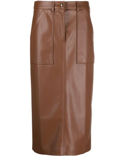 Semicouture Faux-leather Pencil Skirt - Brown