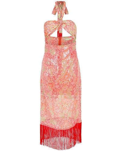 Olympiah Paisley-print Halterneck Midi Dress - Pink