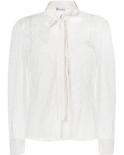 RED Valentino Point D'esprit Long-sleeved Blouse - White