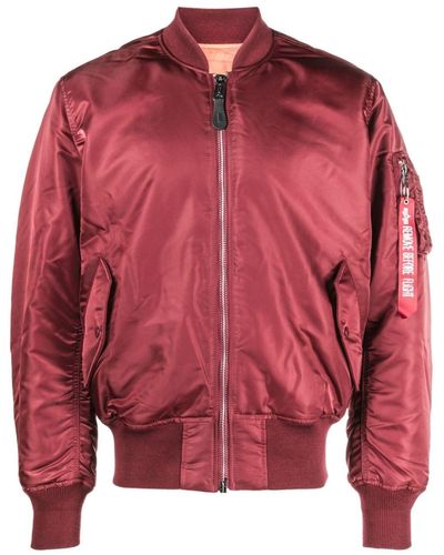 Alpha Industries High-shine Finish Reversible Bomber Jacket - Red