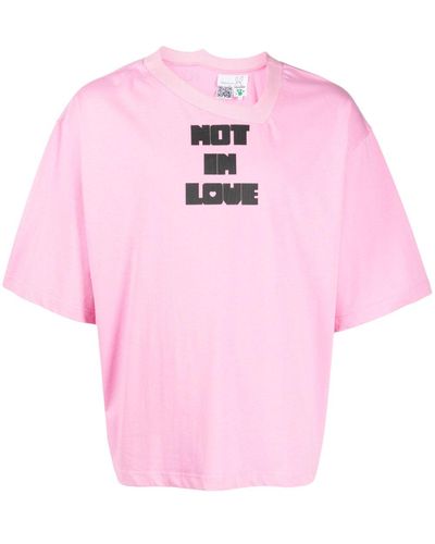 Natasha Zinko T-shirt en coton à slogan imprimé - Rose
