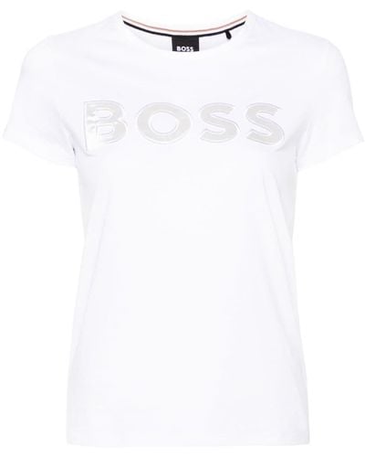 BOSS T-shirt en coton à logo brodé - Blanc
