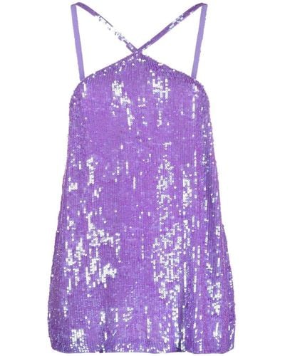 P.A.R.O.S.H. Blush Sequin-embellished Halter Top - Purple