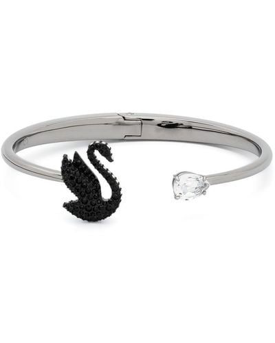 Swarovski Swan-motif Open-cuff Bracelet - ホワイト