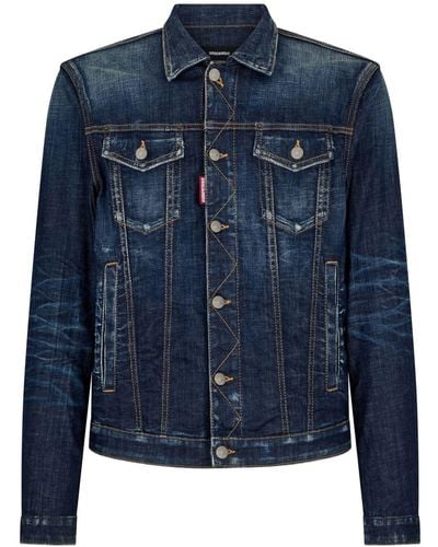 DSquared² Jeansjacke im Distressed-Look - Blau