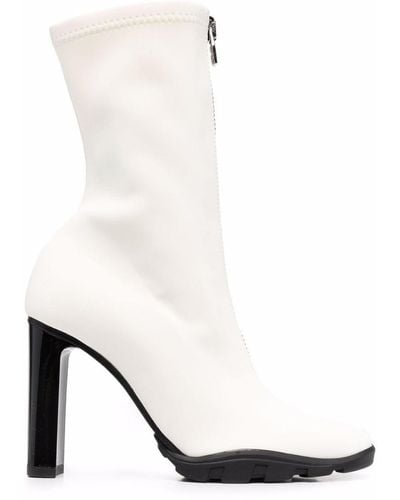Alexander McQueen Zip-up Heeled Leather Boots - White
