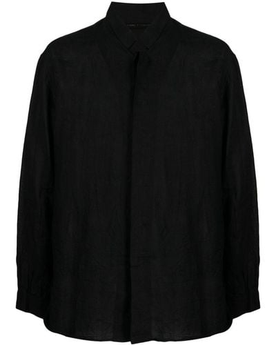 Forme D'expression Concealed-fastening Virgin-wool Shirt - Black