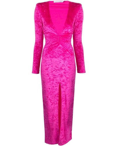 Amen Crushed Velvet Maxi Dress - Pink