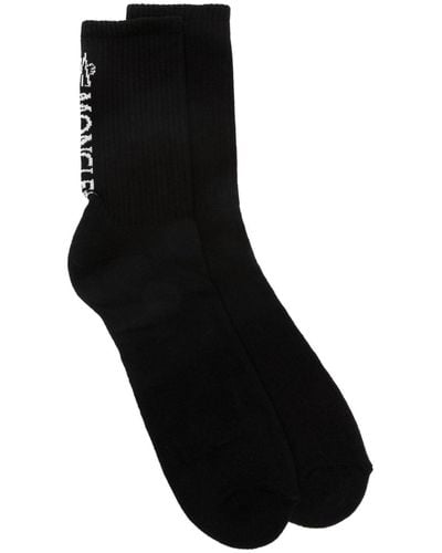 Moncler Intarsia-knit Logo Socks - Black