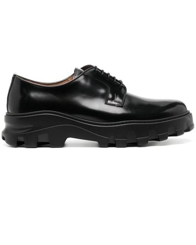 Moreschi Round-toe Leather Derby Shoes - Black