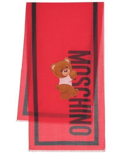 Moschino Schal mit Teddy-Print - Rot
