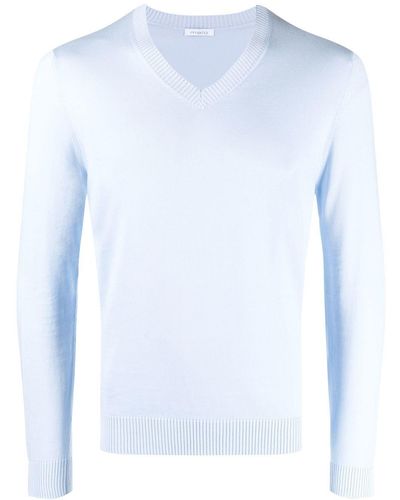 Malo V-neck Rib-trimmed Sweater - Blue