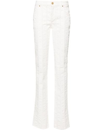 Blumarine Raw-cut Detailed Slim-leg Trousers - White