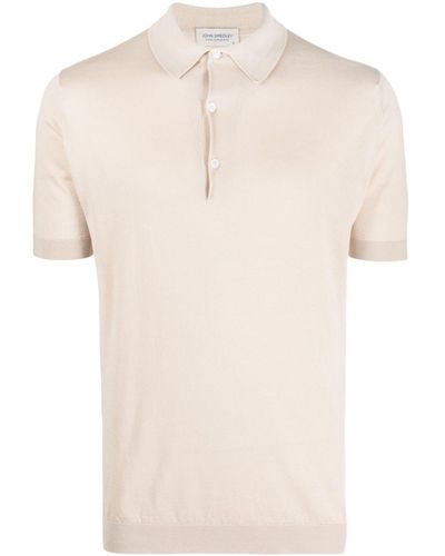 John Smedley Ribbed-knit Cotton Polo Shirt - Natural