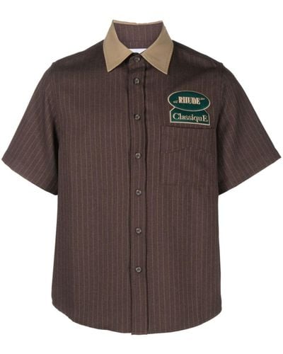 Rhude Striped Cotton Shirt - Brown