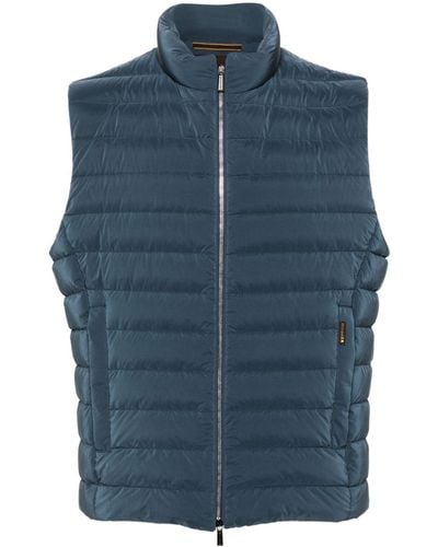 Moorer Stand-up Collar Padded Gilet - Blue