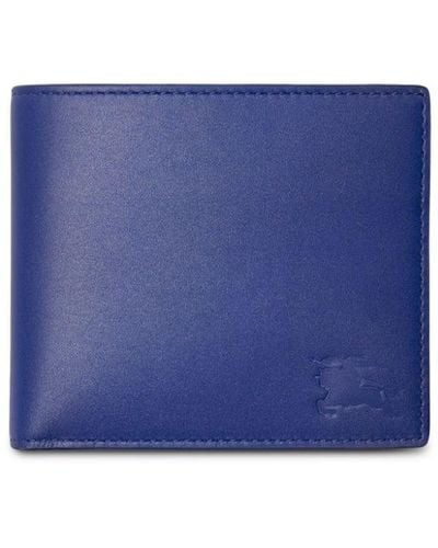 Burberry Equestrian Knight Leather Wallet - Blue