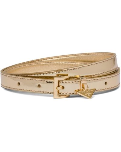 Prada Triangle-logo Leather Belt - Natural