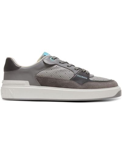 Balmain Leather B-court Flip Sneakers - Grey