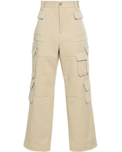Versace Logo-embroidered Cargo Pants - Natural