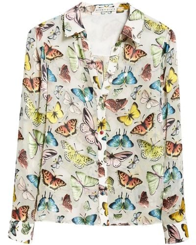 Alice + Olivia Hemd mit Schmetterling-Print - Weiß