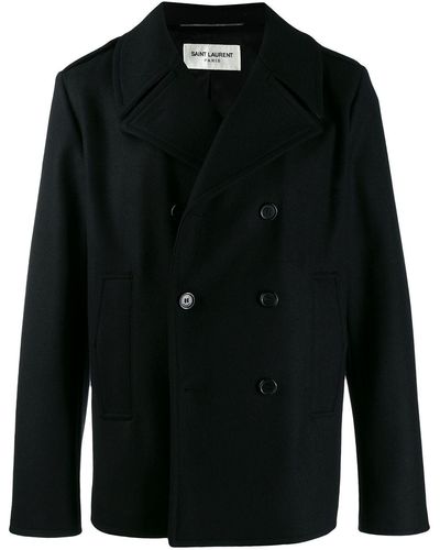 Saint Laurent Boxy Fit Double-breasted Coat - Black