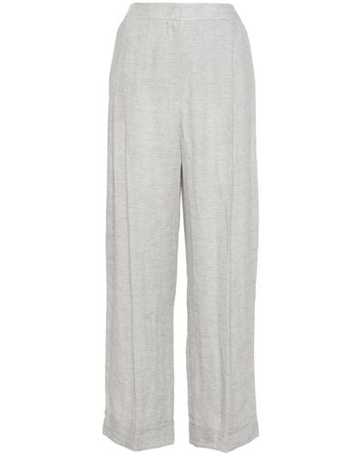Emporio Armani Darted Linen Trousers - Grey