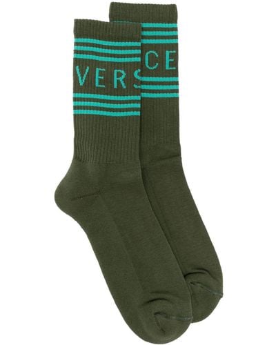 Versace Gestreifte Socken mit Logo - Grün