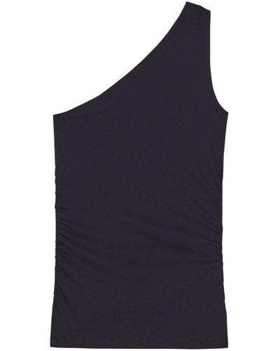 Closed One-shoulder Organic-cotton Tank Top - Blue