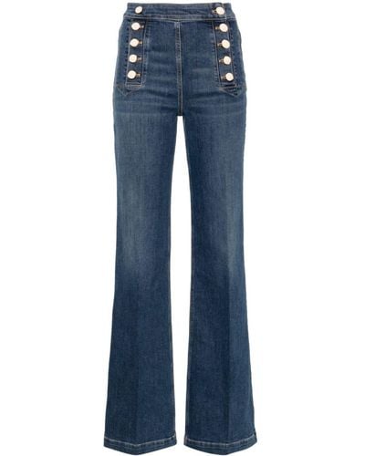 Elisabetta Franchi High Waist Bootcut Jeans - Blauw