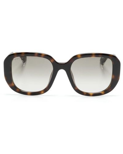 Gucci Interlocking-g Oversize-frame Sunglasses - Brown