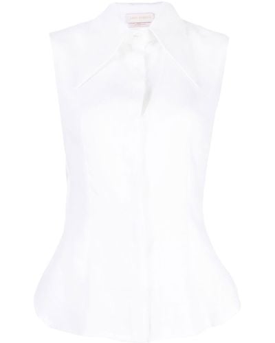 Saiid Kobeisy Pointed-collar Sleeveless Shirt - White