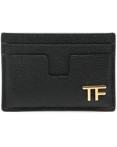 Tom Ford Leather Card Holder With Logo Plaque - Black