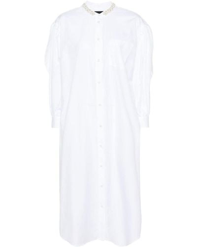 Simone Rocha Vestido camisero con perlas artificiales - Blanco