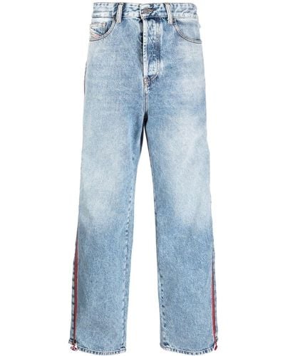 DIESEL Side-stripe Wide-leg Jeans - Blue