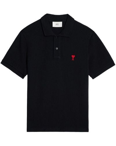 Ami Paris Poloshirt Met Logo - Zwart