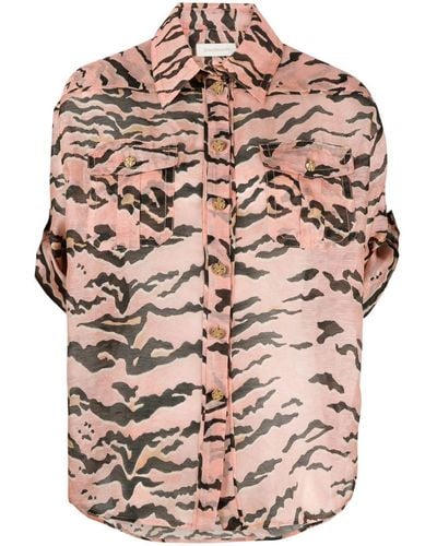 Zimmermann Matchmaker Safari Hemd aus Organza - Pink
