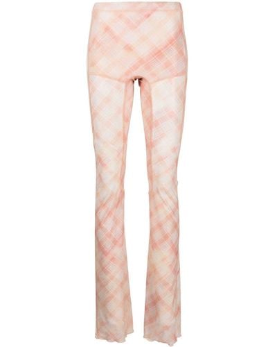 KNWLS Check-print Semi-sheer Pants - Pink