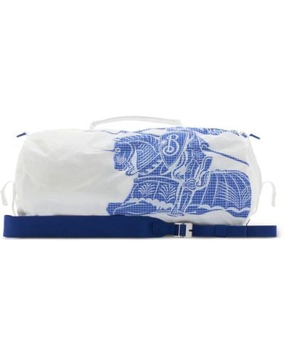 Burberry Medium Ekd Logo-print Duffle Bag - Blue