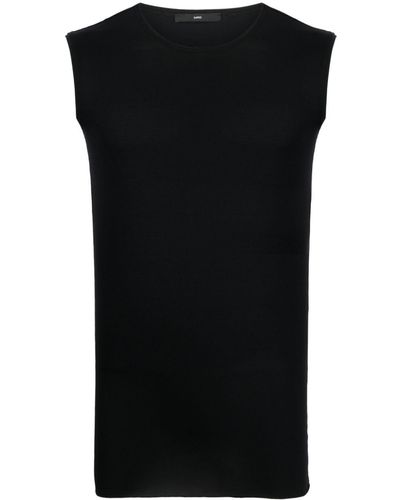 SAPIO Jersey-texture Round-neck Tank Top - Black