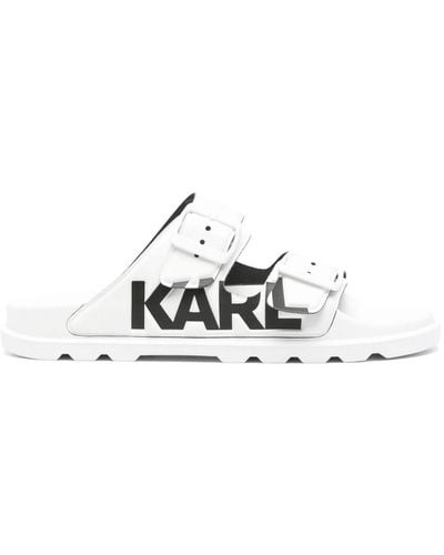 Karl Lagerfeld Slippers Met Logo-reliëf - Wit