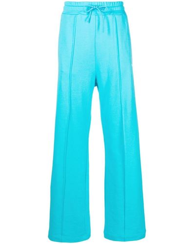 MSGM Pantalones de chándal anchos con logo - Azul