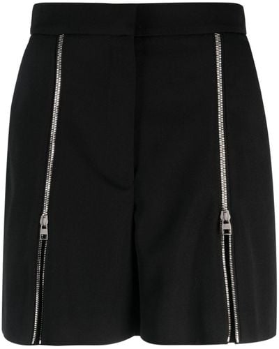 Alexander McQueen Short en laine à taille haute - Noir