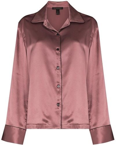 Kiki de Montparnasse Piped-trim Silk Pyjama Shirt - Pink