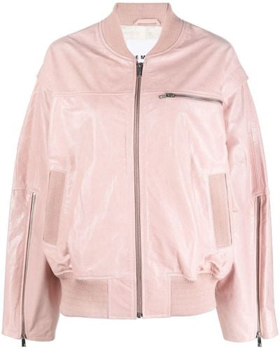 Remain Zipped-sleeves Bomber Jacket - Pink